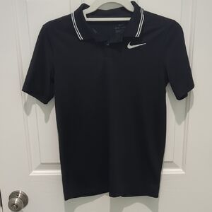 Nike Boys Dri-FIT Polo in Black with White Accents